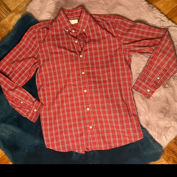 Talbots red christmas plaid button down blouse size 4 - Picture 2 of 13